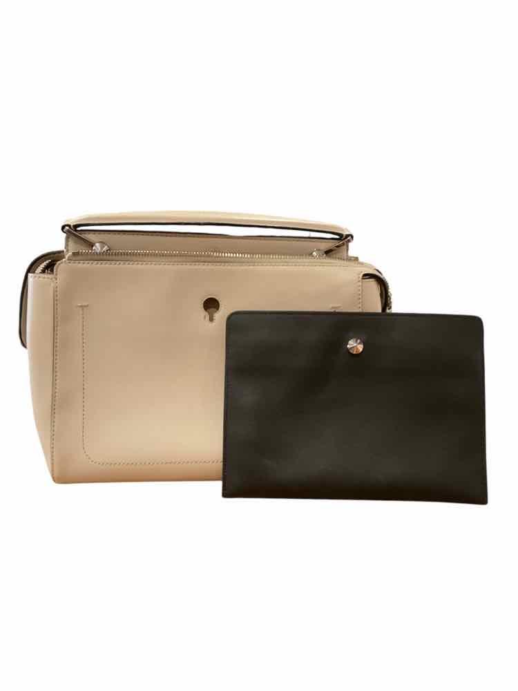 Fendi beige/silver hardware Dotcom Leather Satchel Purse