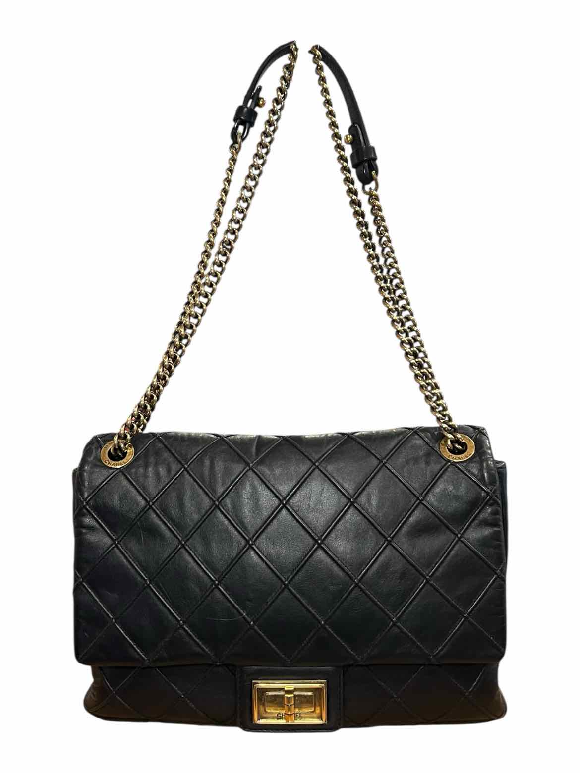 Chanel Size 266(med-large) black/antique gold hardware Purse