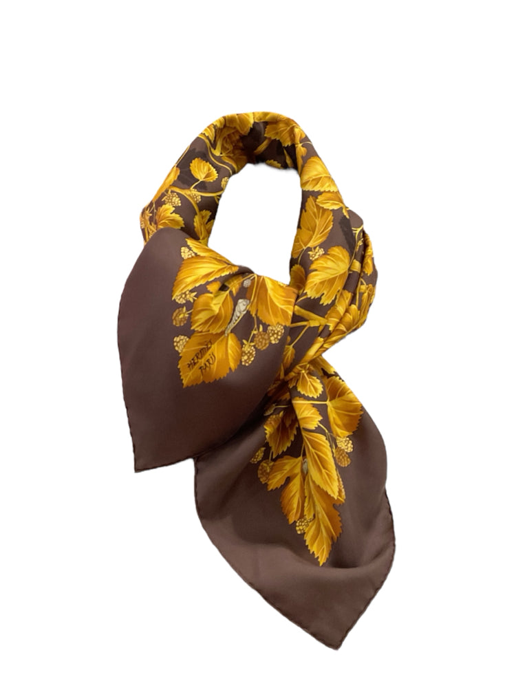 Hermes Size 90 Brown/gold Scarf