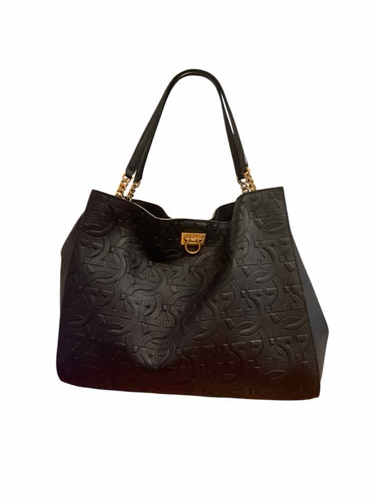 Ferragamo black/gold hardware Purse