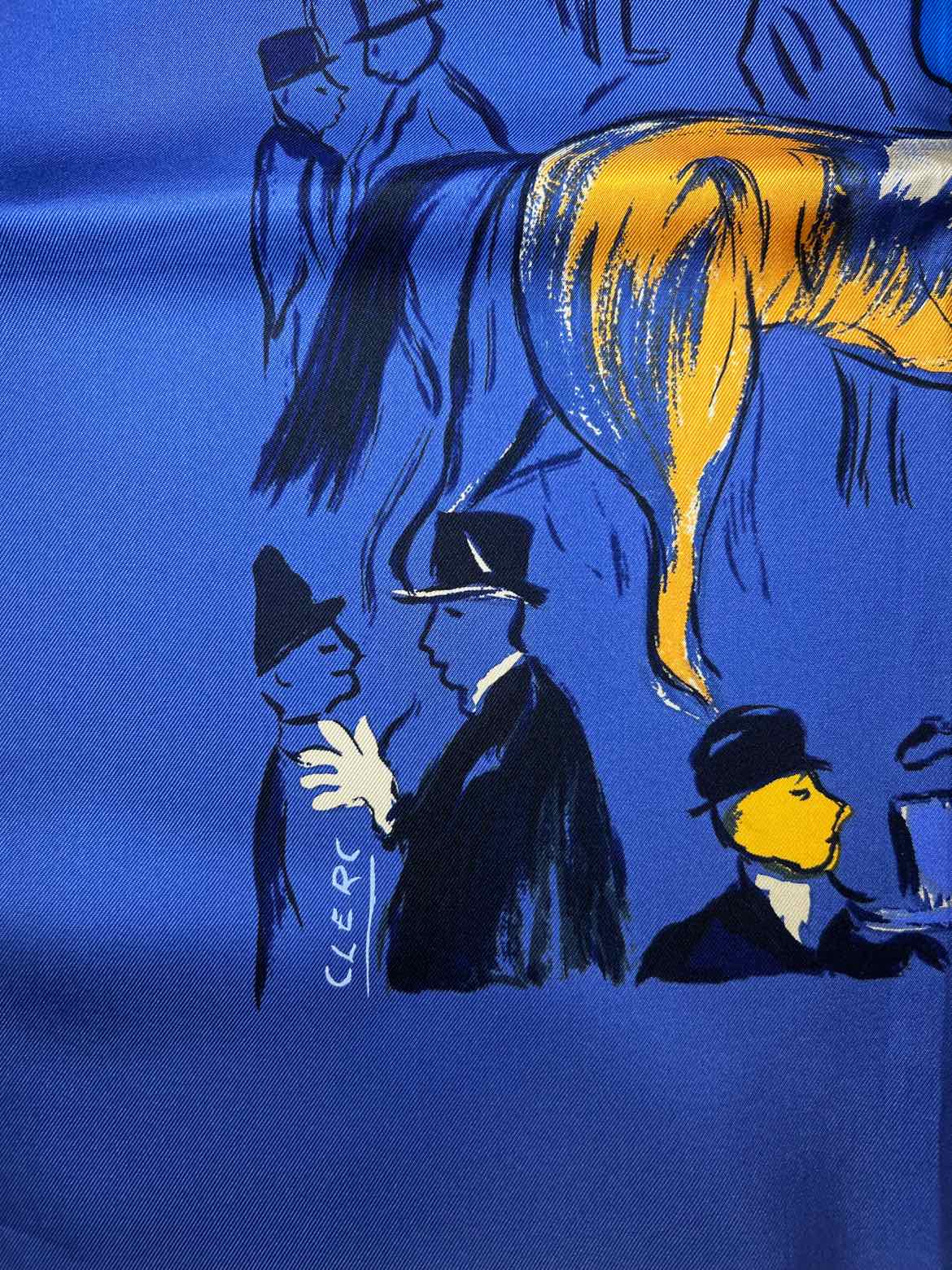 Hermes Size 90 blue multi Scarf