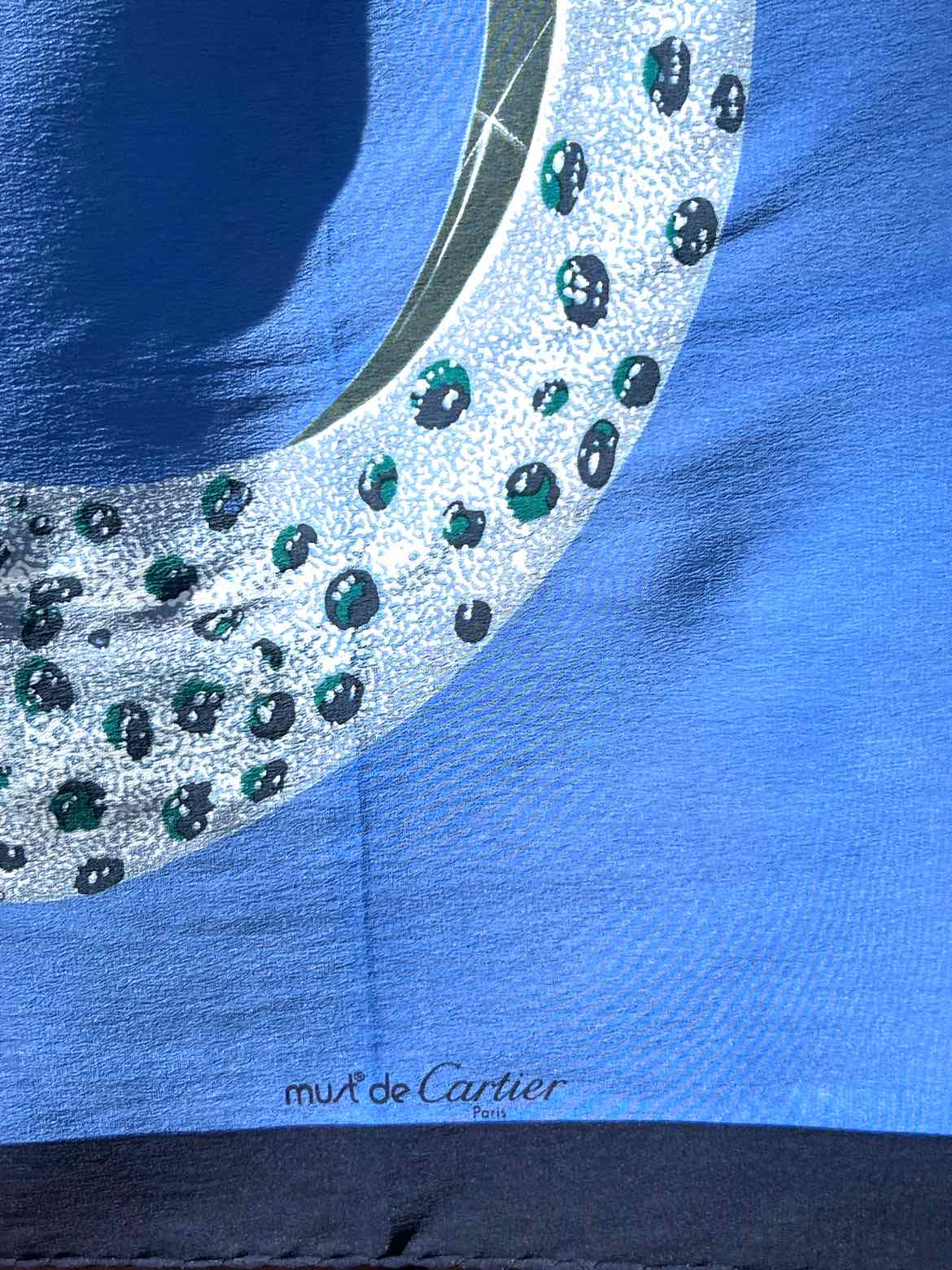 Cartier Size 90 Blue/Black/Silver Panthere Scarf