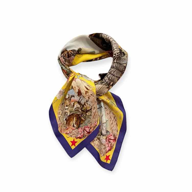 Hermes Size 90 yell/purp/blue/wh Scarf