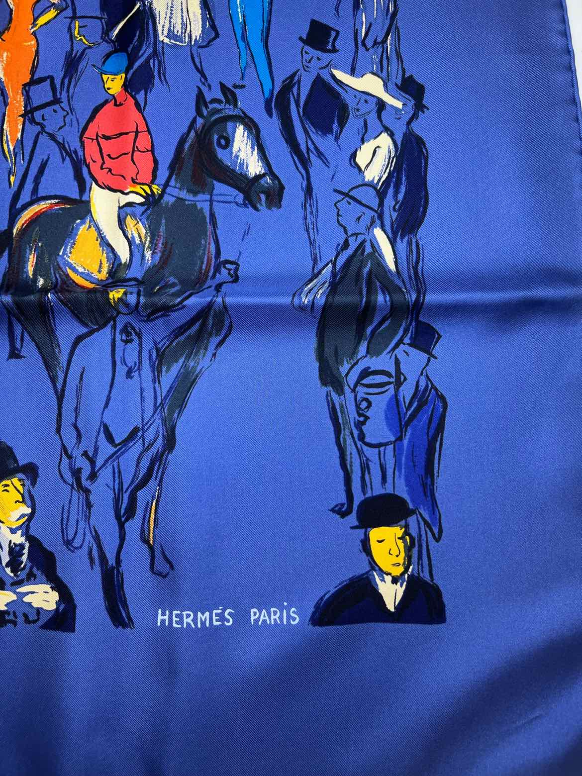 Hermes Size 90 blue multi Scarf