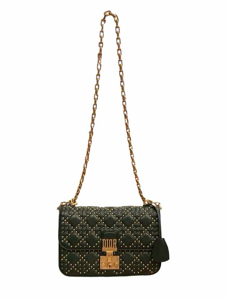 Dior Dark Green/Gold Hardware Dioraddict Flap Bag Purse
