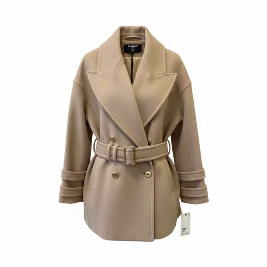 Balmain Size 44 Camel Coat