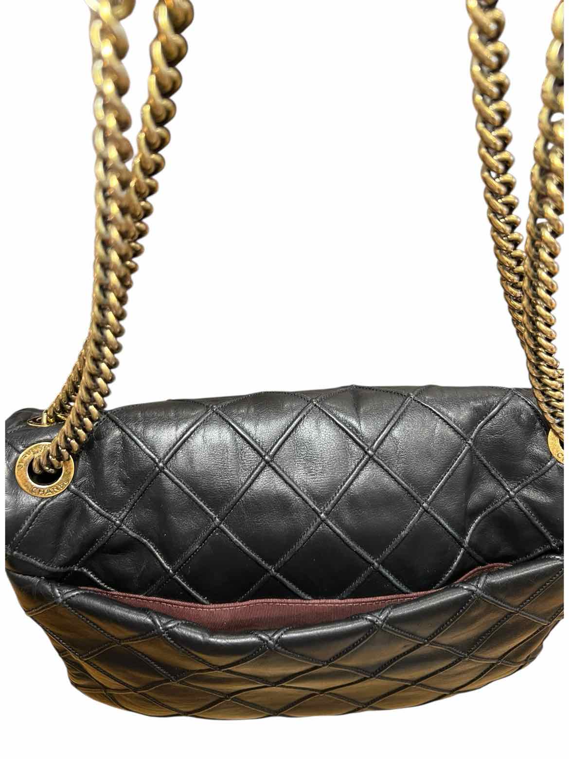 Chanel Size 266(med-large) black/antique gold hardware Purse