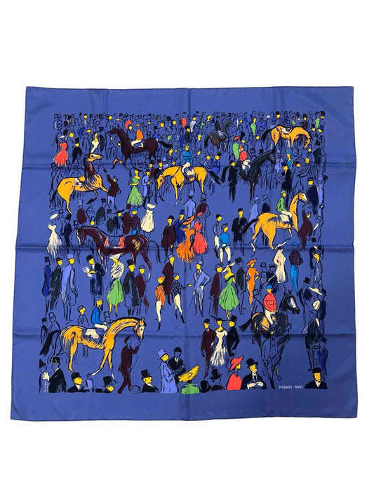 Hermes Size 90 blue multi Scarf