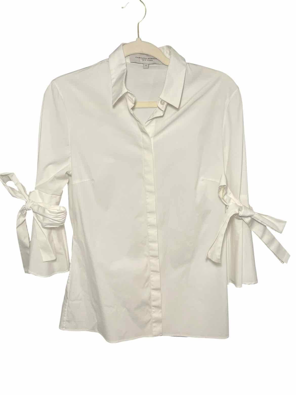 CAROLINA HERRERA Size 8 White Blouse