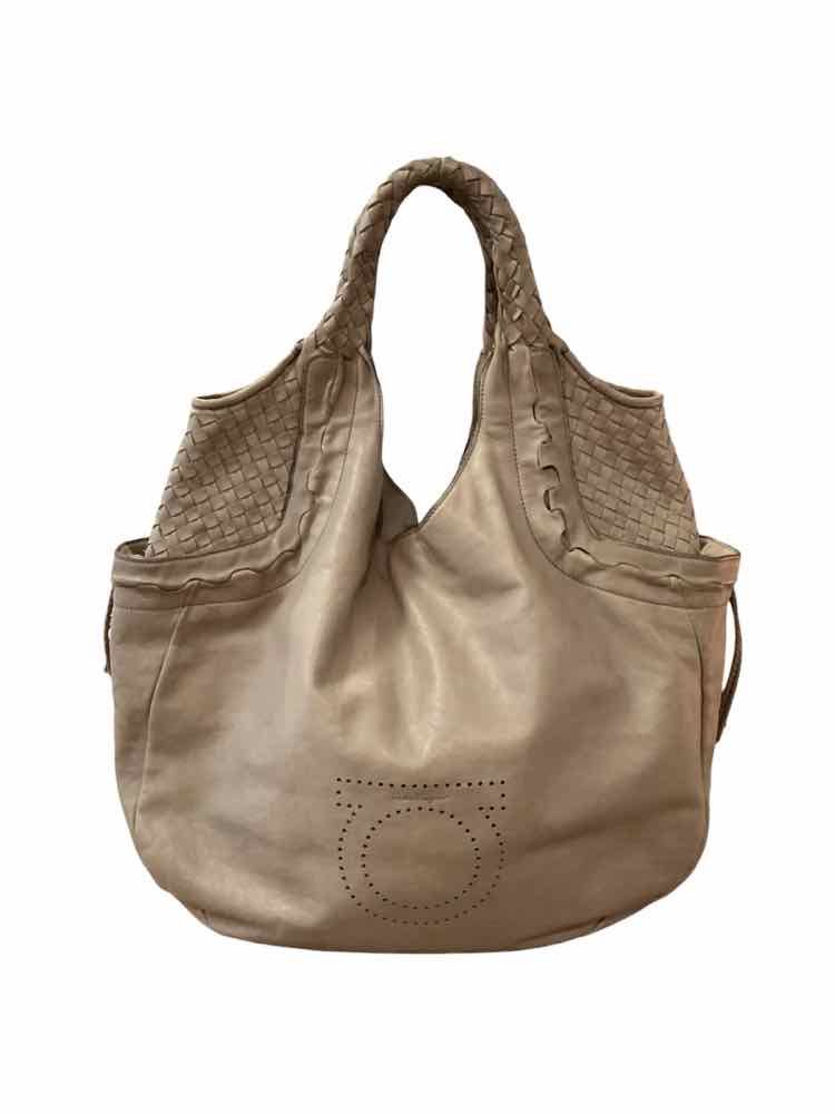 Ferragamo Grey Gancini Hobo Tote Purse