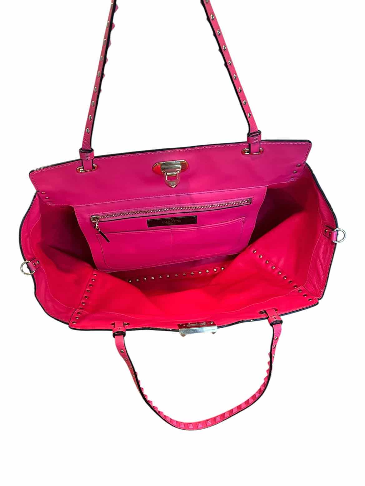 Valentino hot pk/gry/blk Rockstud Tote Purse