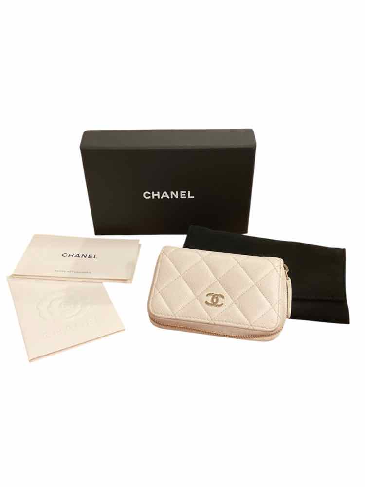 Chanel white/gold Coin Case Wallet