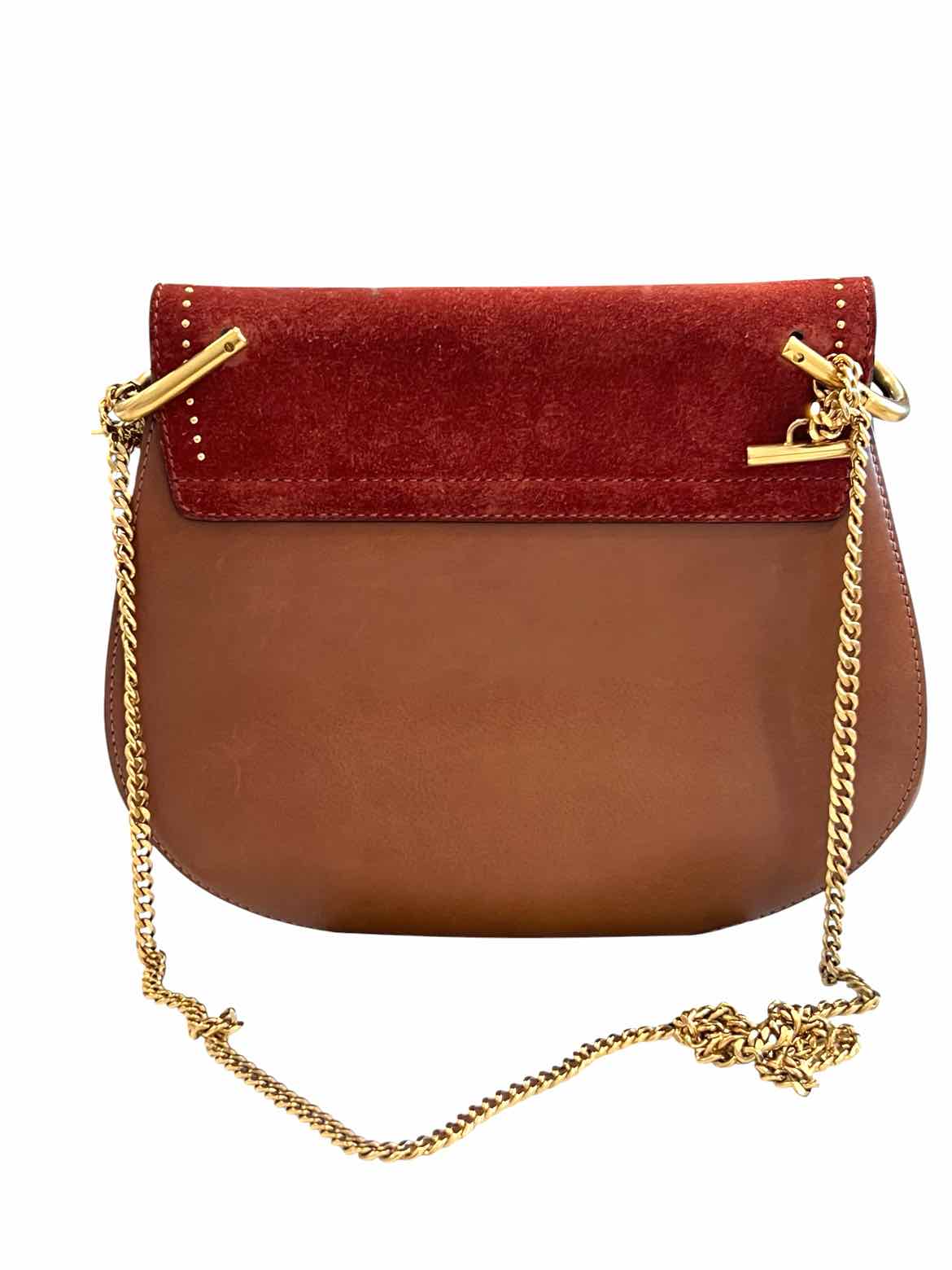 Chloe Size Medium Red/Brown/Gold Hardware Drew Purse