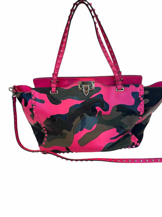 Valentino hot pk/gry/blk Rockstud Tote Purse