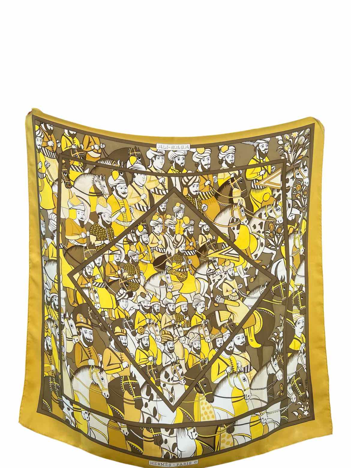 Hermes Size 90 Brown/gold Scarf