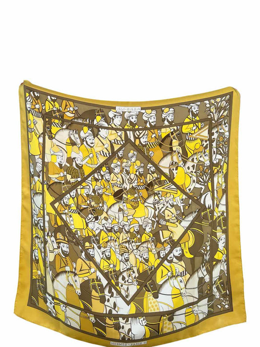 Hermes Size 90 Brown/gold Scarf