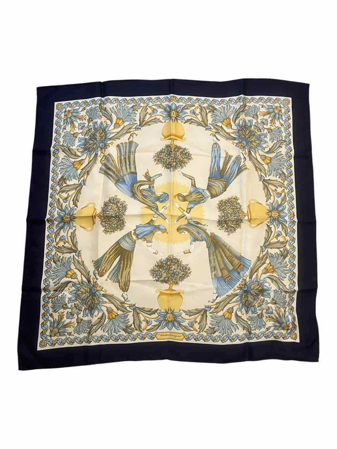 Ferragamo Size 66 cm (26"x26") Navy multi Scarf