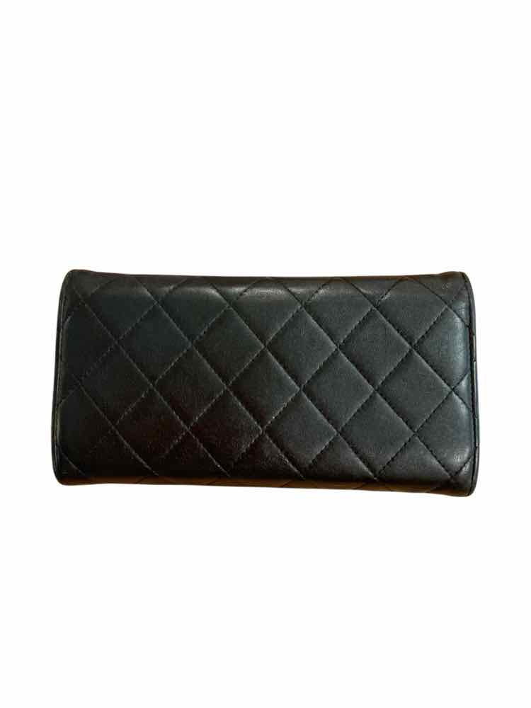 Chanel black/silver hardware Quilted Flap Wallet