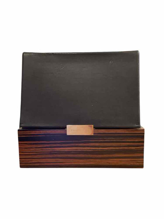 STELLA MCCARTNEY black/wood grain/gold hardware Wood-Effect Box Clutch Purse