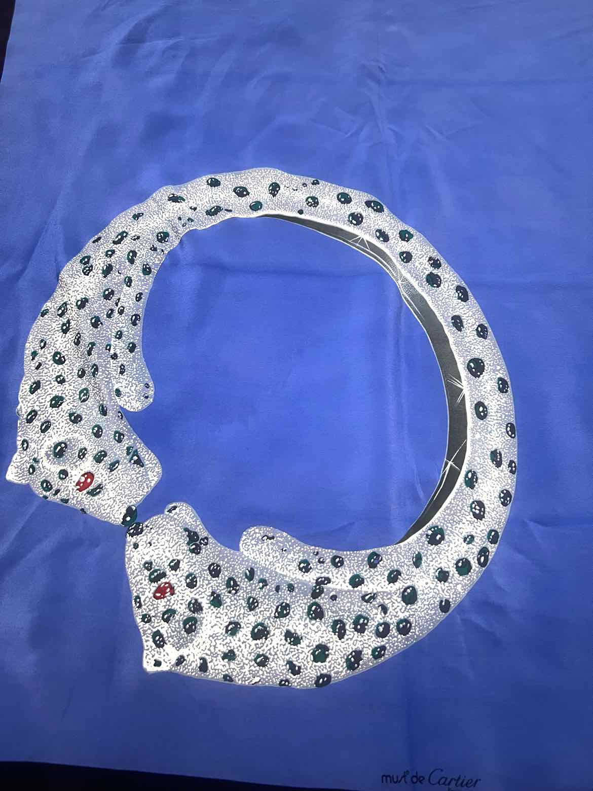 Cartier Size 90 Blue/Black/Silver Panthere Scarf