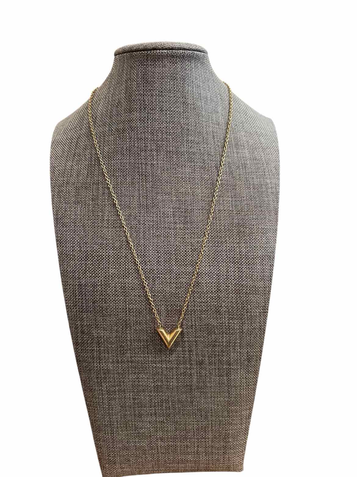 Louis Vuitton gold tone Essential V Necklace Necklace
