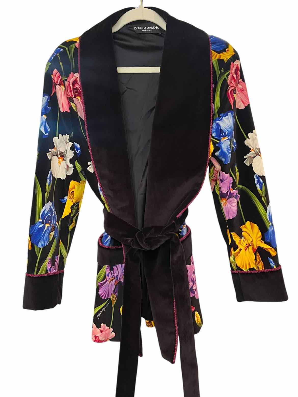 DOLCE&GABBANA Size 42 BLK/FLORAL Jacket