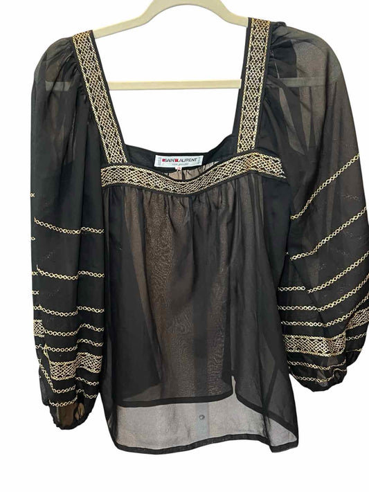 Saint Laurent rive gauche Size 40 black/gold Blouse