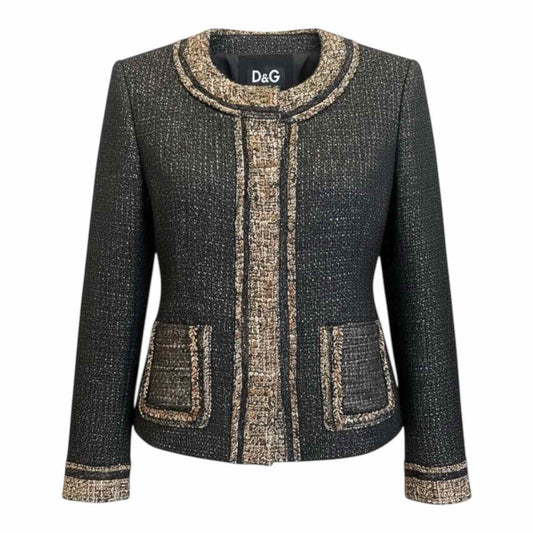 DOLCE&GABBANA Size 46 BLK/BRN/WH BLAZER