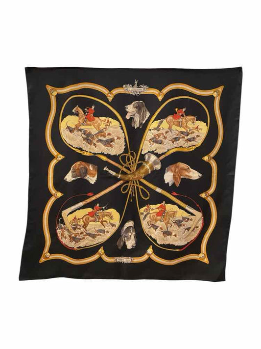Hermes Size 90 BLK/GLD/RED Scarf