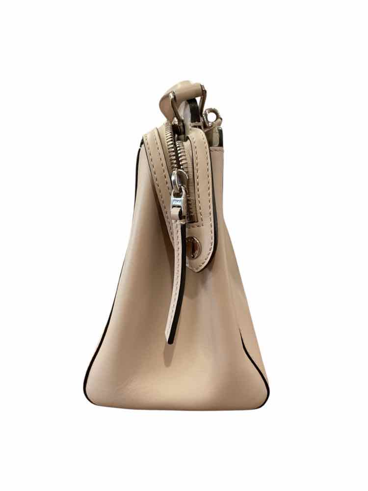 Fendi beige/silver hardware Dotcom Leather Satchel Purse