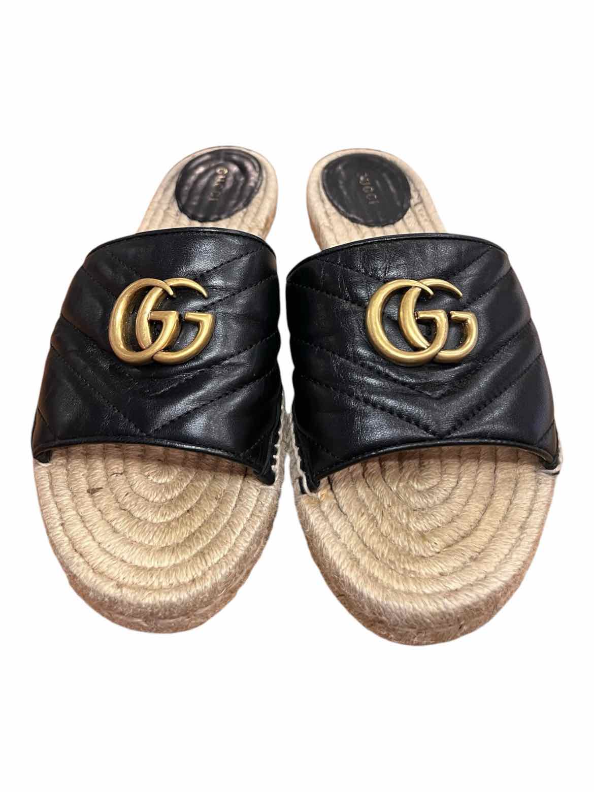 GUCCI Size 39 Black/tan Shoes