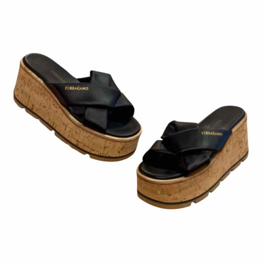 Ferragamo Size 8 blk/brn Shoes
