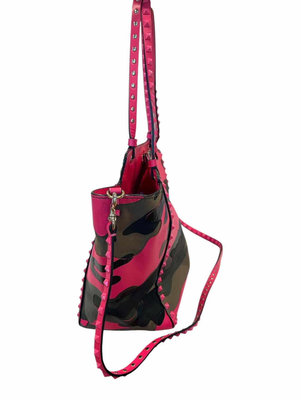 Valentino hot pk/gry/blk Rockstud Tote Purse