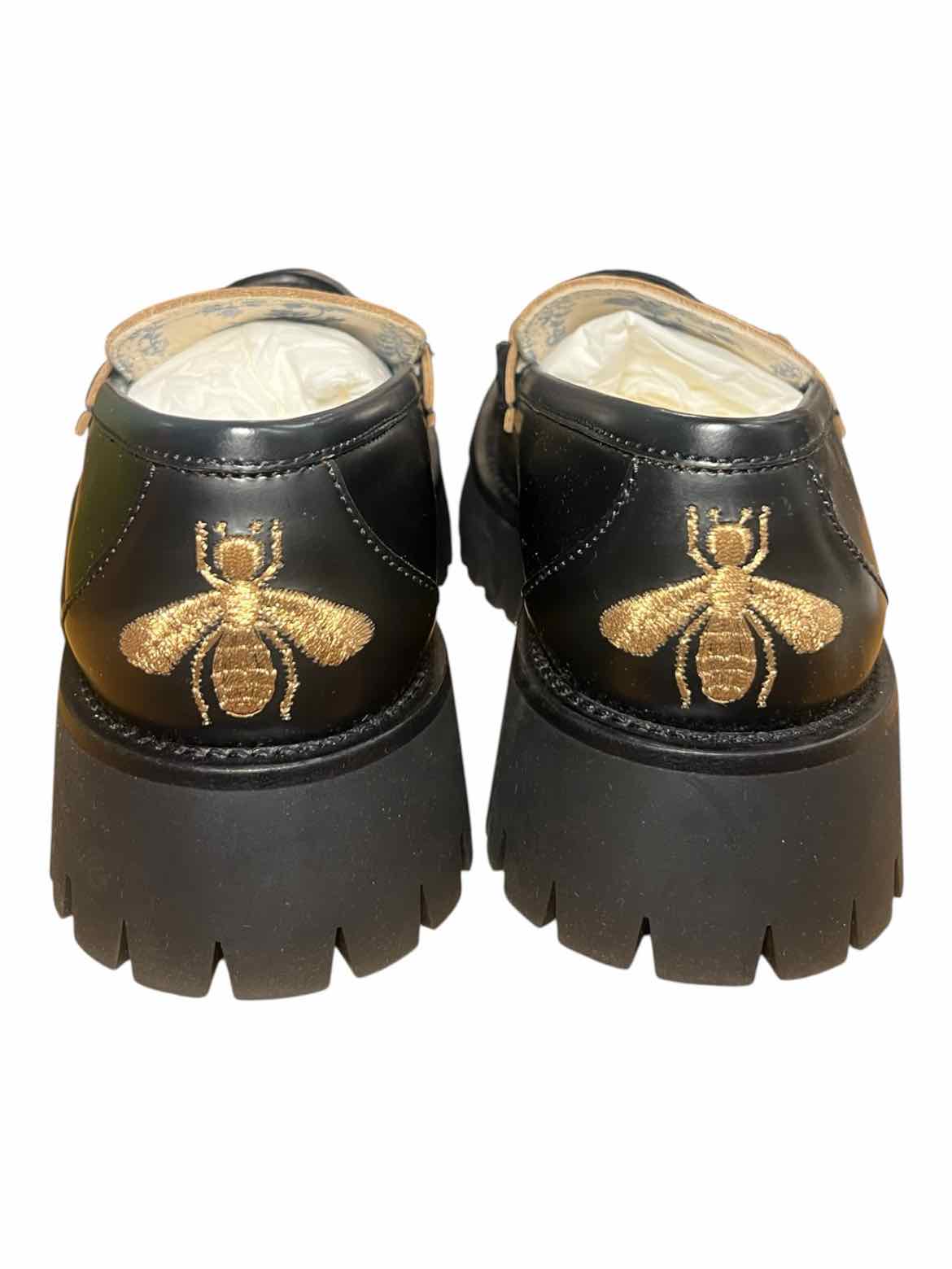 GUCCI Size 36.5 black/gold hardware Shoes