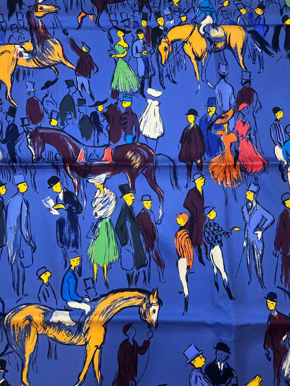 Hermes Size 90 blue multi Scarf
