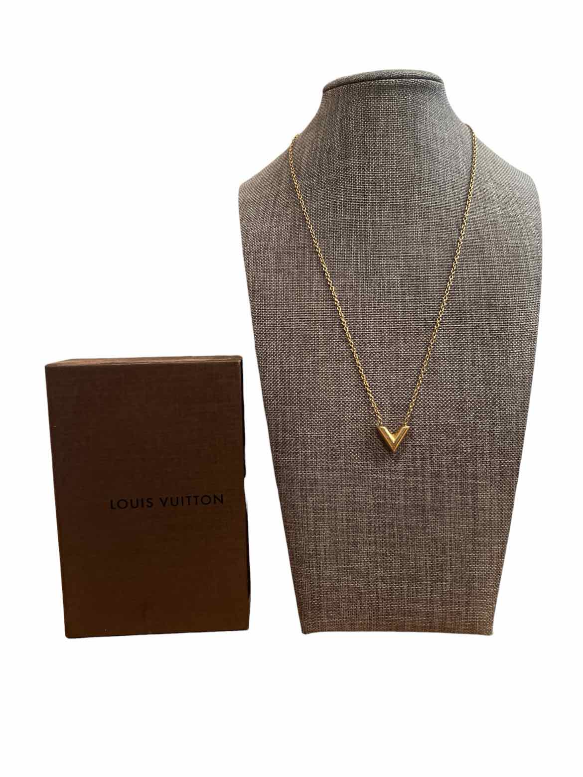 Louis Vuitton gold tone Essential V Necklace Necklace