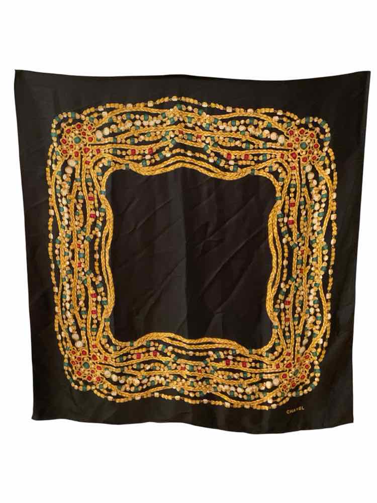 Chanel Size 90 Navy multi Scarf