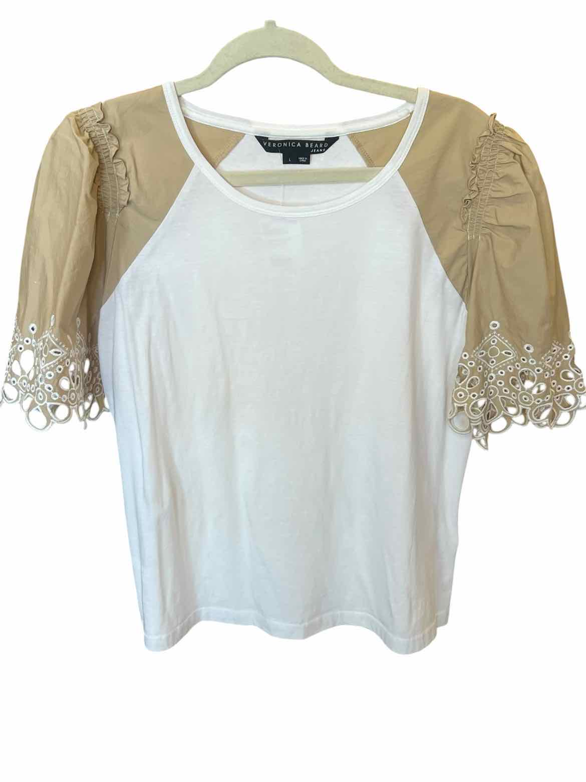 Veronica Beard Size Large white/khaki Blouse