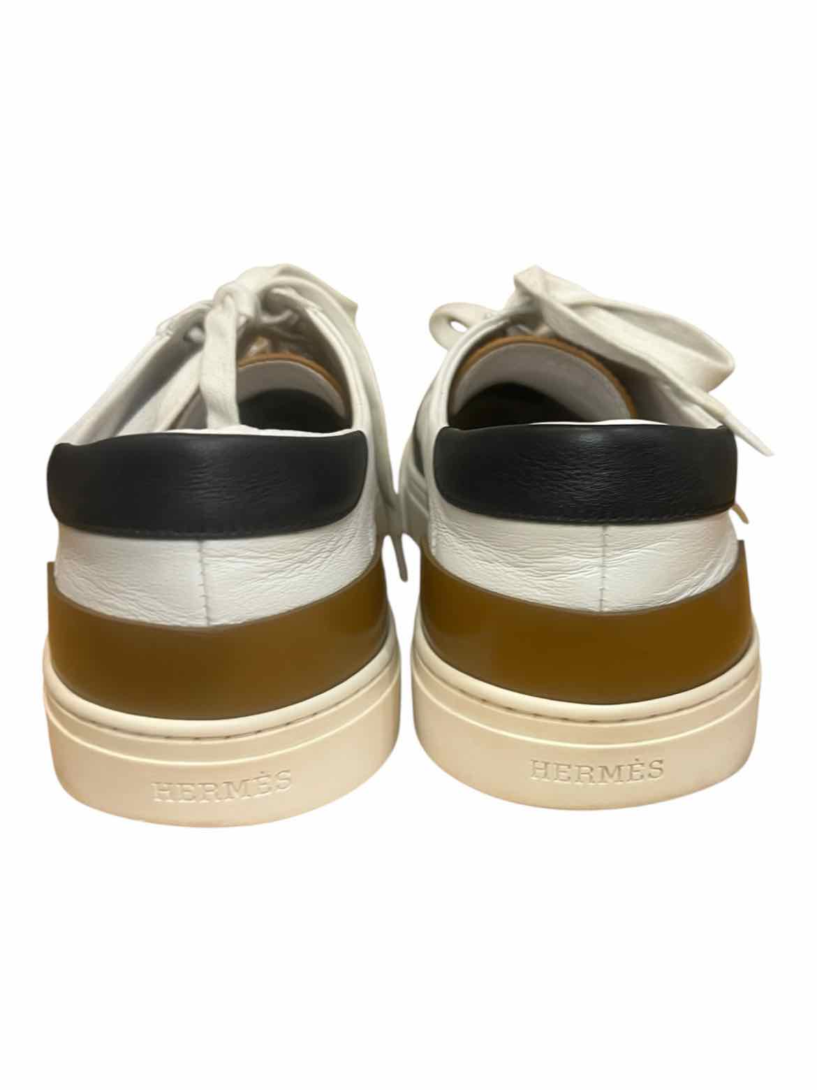 Hermes Size 39 White/Brown/Black Deep Sneaker Shoes