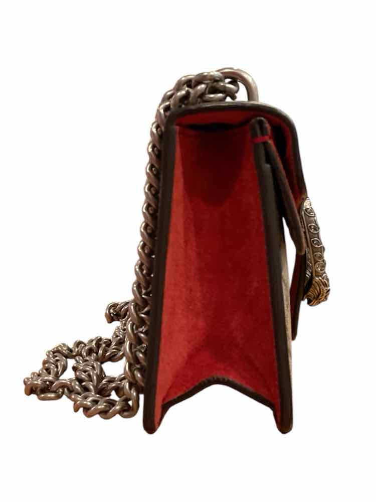 GUCCI Size Small brn/red/silver hardware Purse