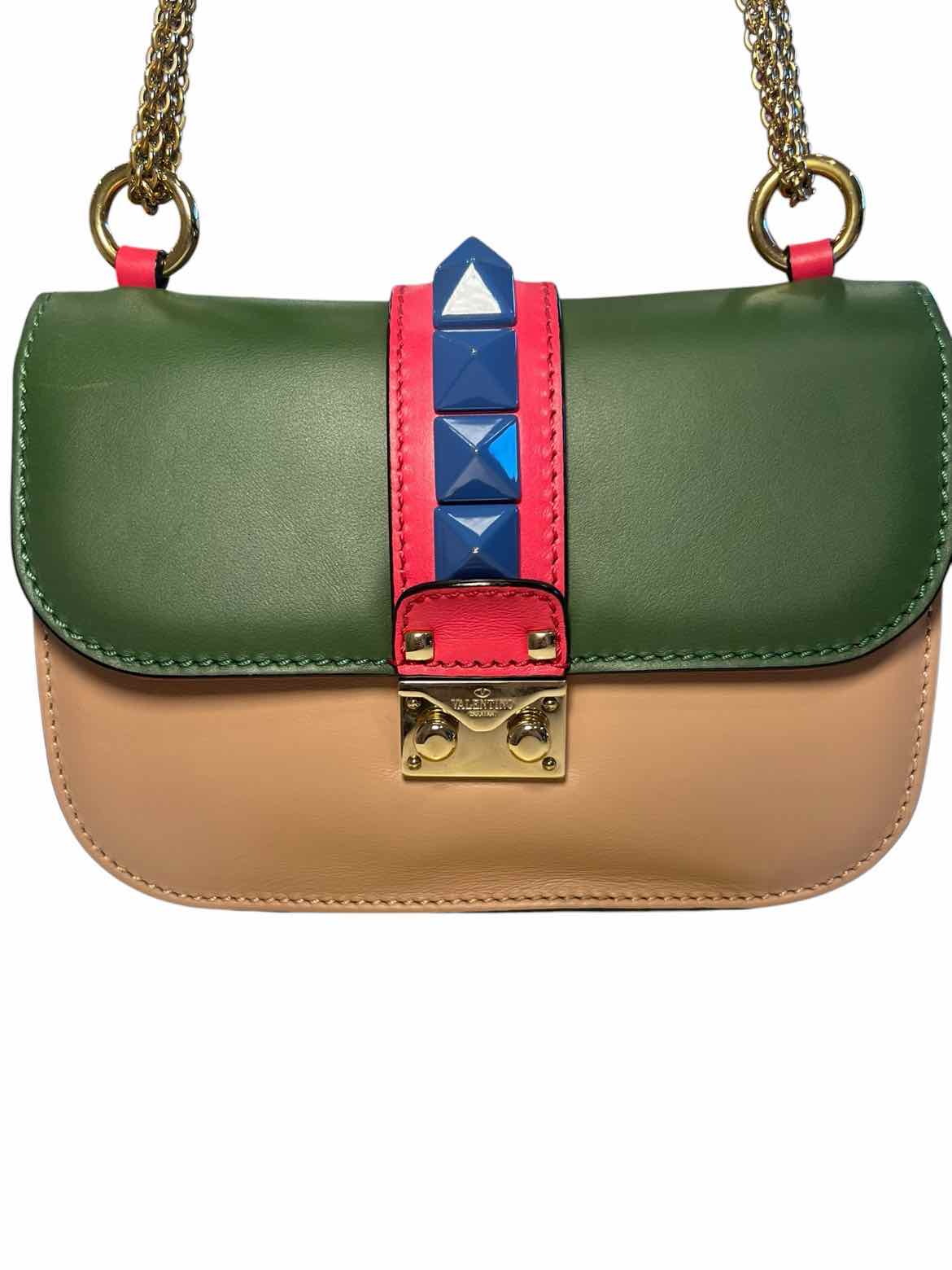 Valentino Size Small grn/tan/red/blue Purse