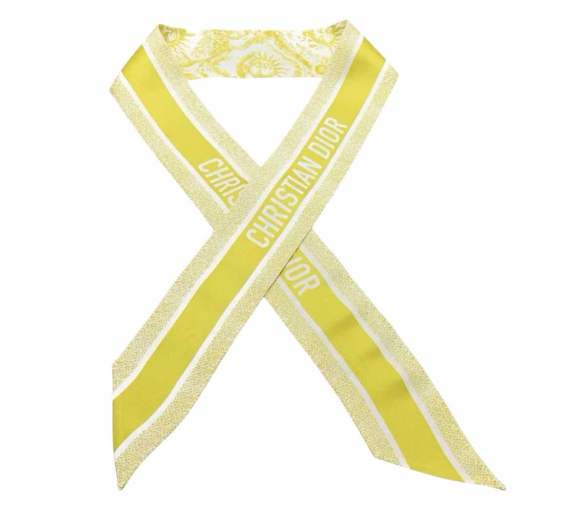 CHRISTIAN DIOR Size twilly cream/yellow Scarf