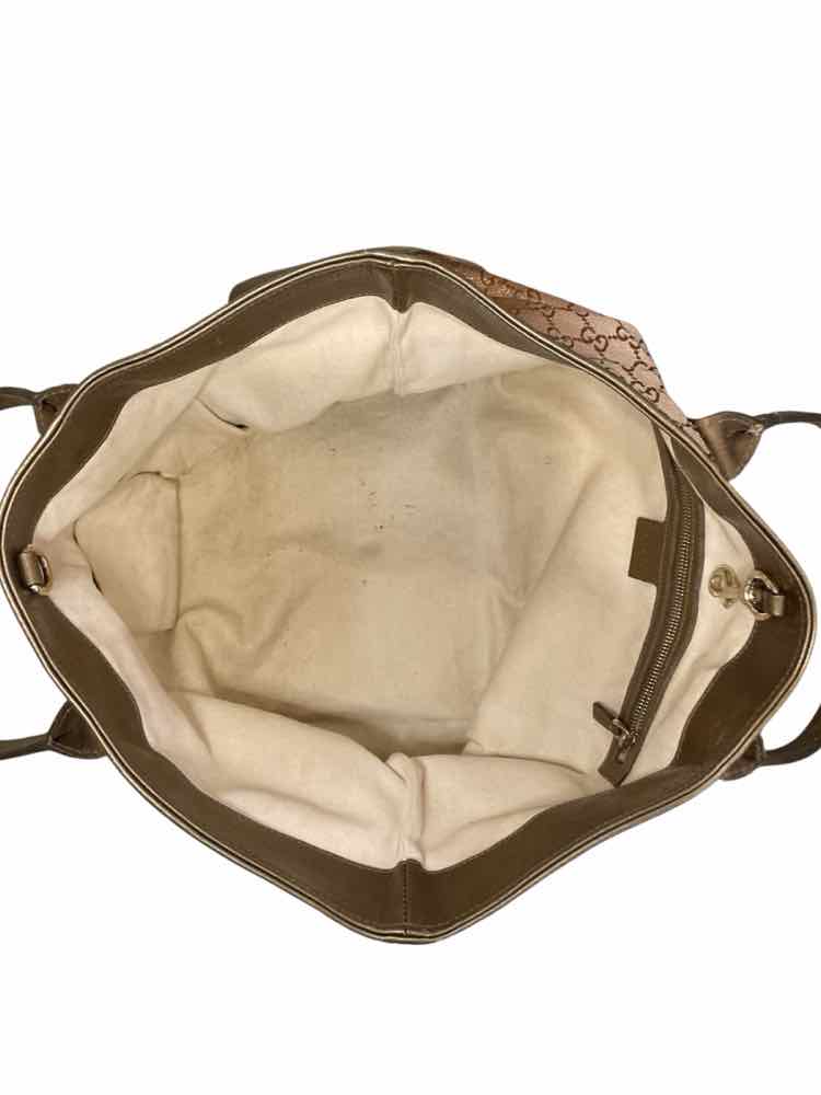 GUCCI Size Large brn/logo/bronze Heart Bit Tote Purse