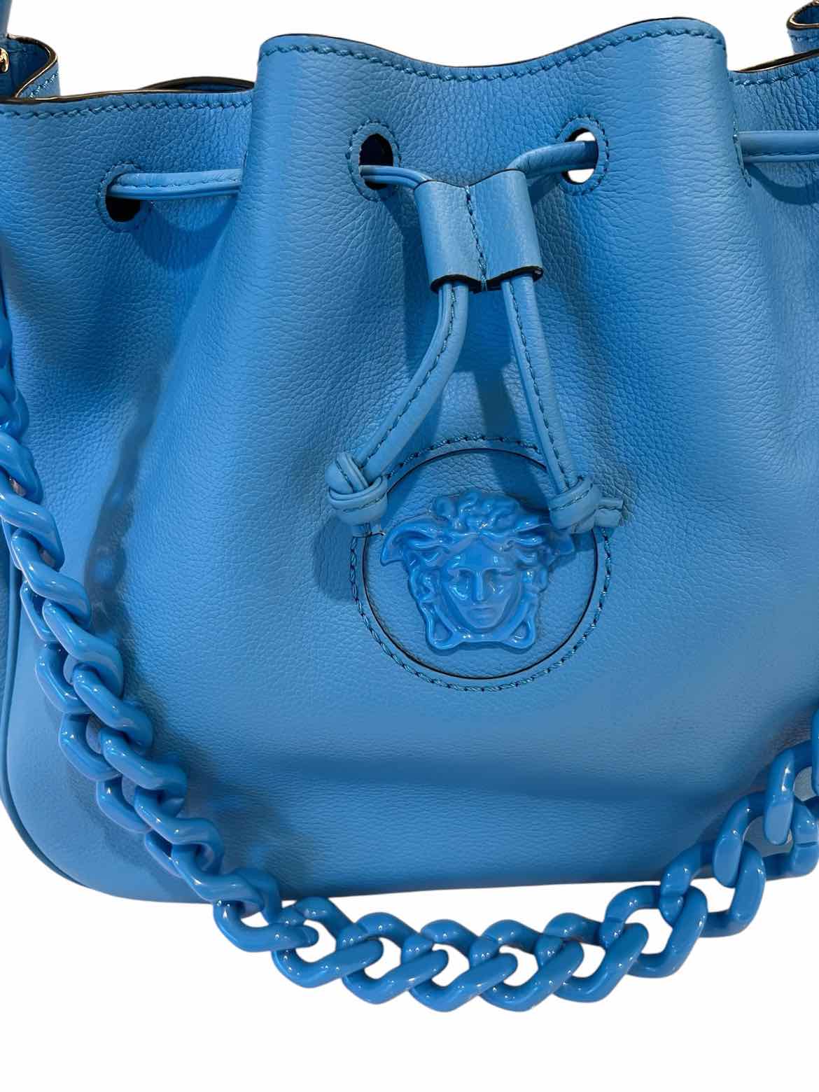 Versace Blue La Medusa Bucket Bag Purse