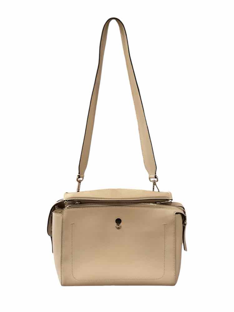 Fendi beige/silver hardware Dotcom Leather Satchel Purse