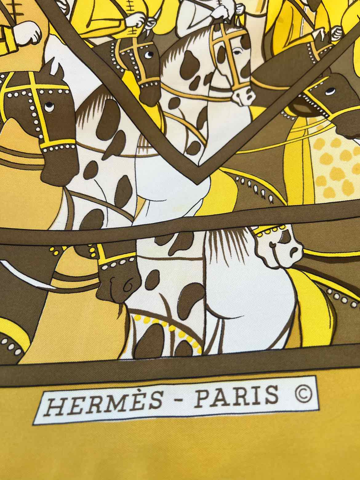 Hermes Size 90 Brown/gold Scarf