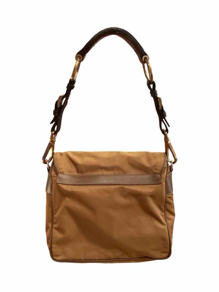 Prada Size Small Camel/Brown Tessuto Nylon Shoulder Bag Purse