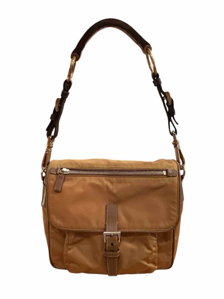 Prada Size Small Camel/Brown Tessuto Nylon Shoulder Bag Purse