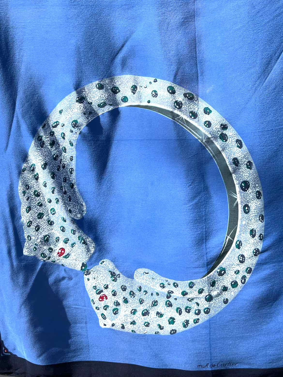 Cartier Size 90 Blue/Black/Silver Panthere Scarf