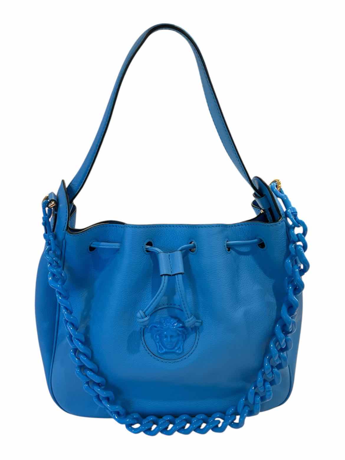 Versace Blue La Medusa Bucket Bag Purse